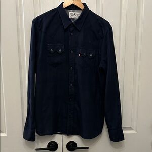 Levi’s Western Snap Button Shirt – Men’s Large – Navy Blue